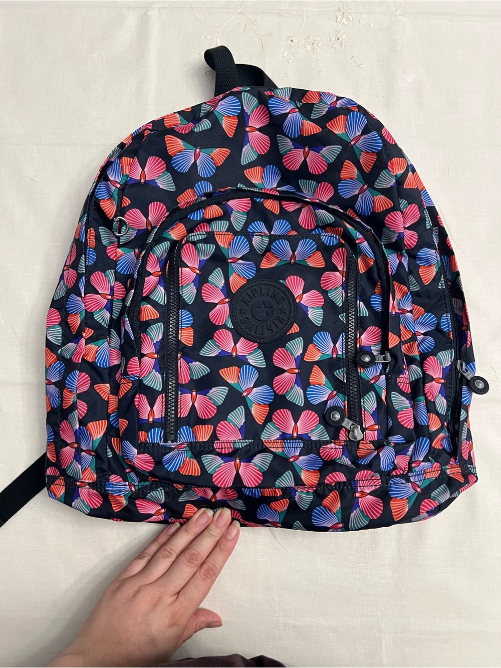 Kipling Multicolor Butterfly School Backpack - Picture 1 of 13
